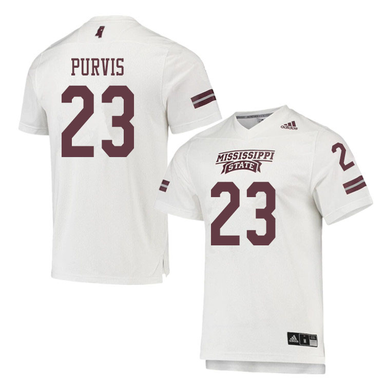 Men #23 J.P. Purvis Mississippi State Bulldogs College Football Jerseys Sale-White